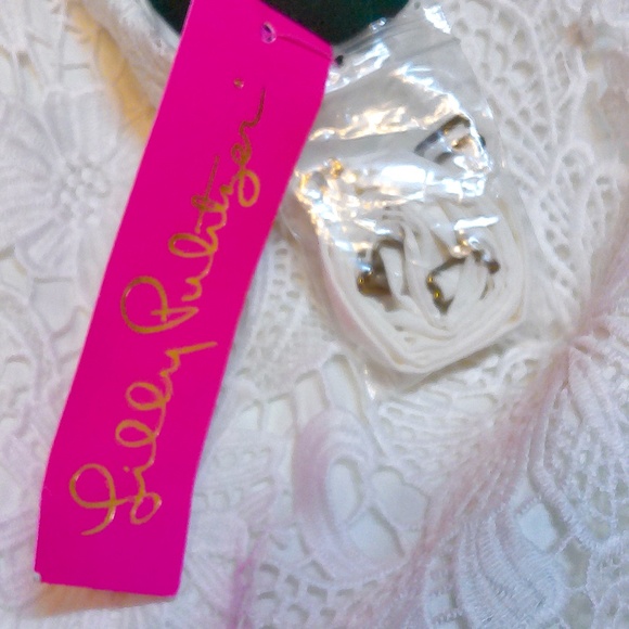 NEW Lilly Pulitzer Sienna Resort White Dress 2 Linings+Straps Lame Hem Sz16 R288 - Picture 11 of 15